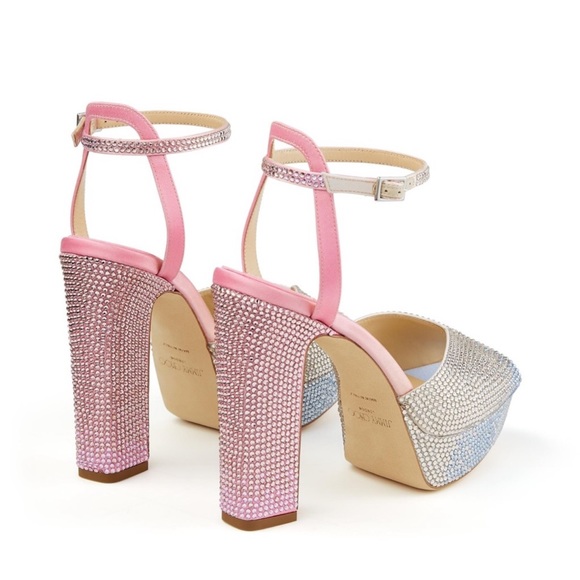 Jimmy Choo Sacaria 120 Crystal Embellished Platform Heeled Sandals size 37 - Picture 16 of 17
